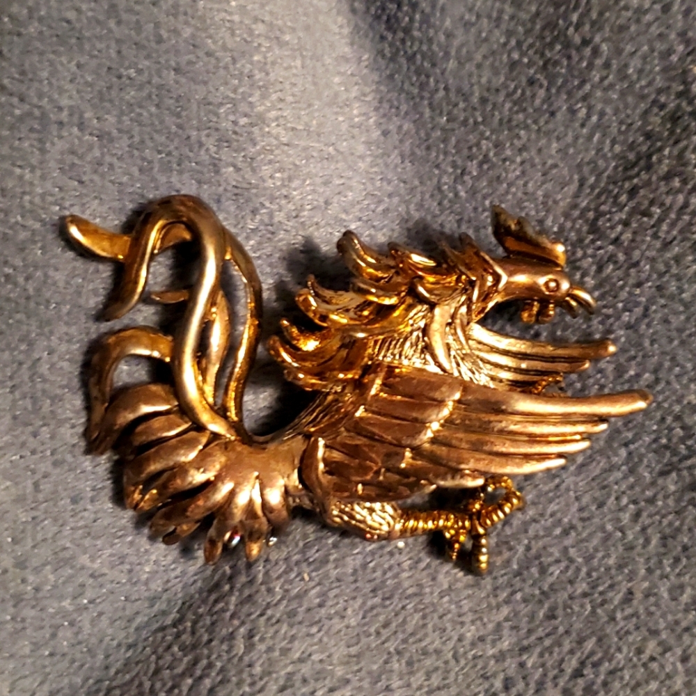 Vintage Phoenix Fire Bird of Paradise Gold  Tone 